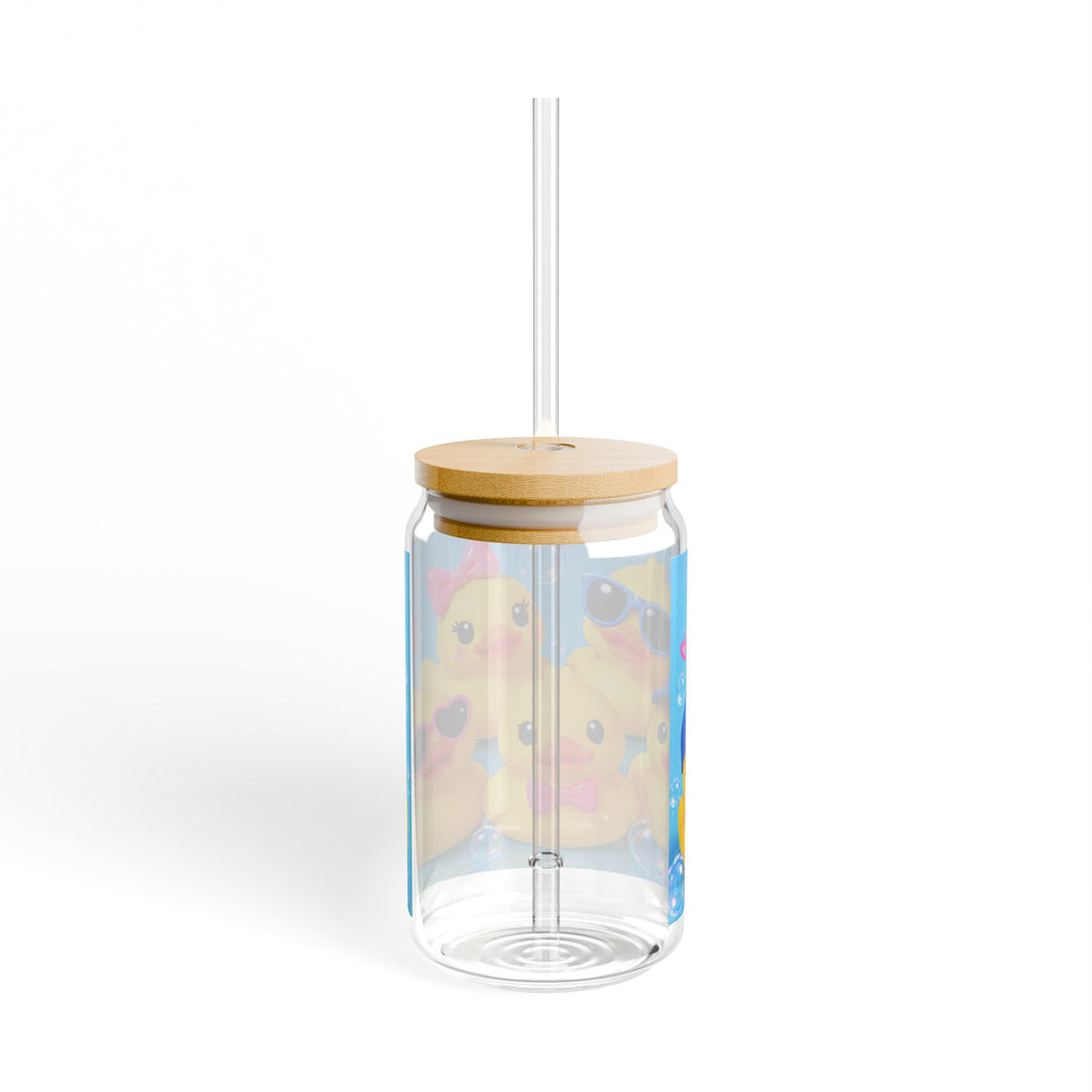 Thread Tumblrz 16oz Cute Rubber Duck Glass Sipper with Straw