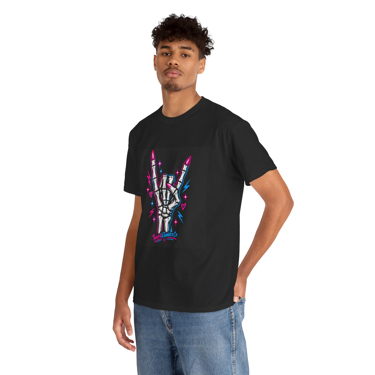 Rock On Skeleton Hand Graphic T-Shirt