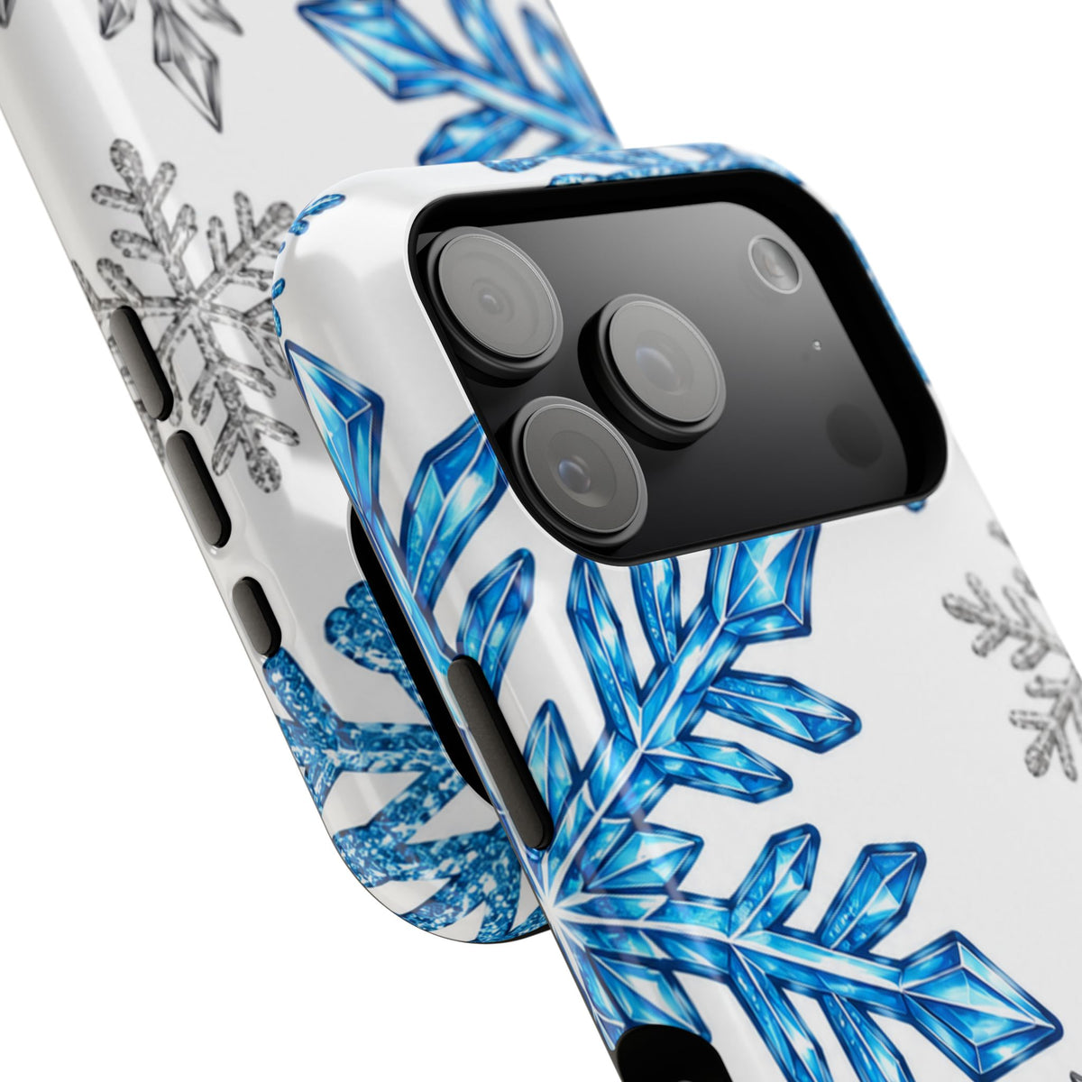 Snowflake Magnetic Impact Phone Case — Winter Blue Crystal Design