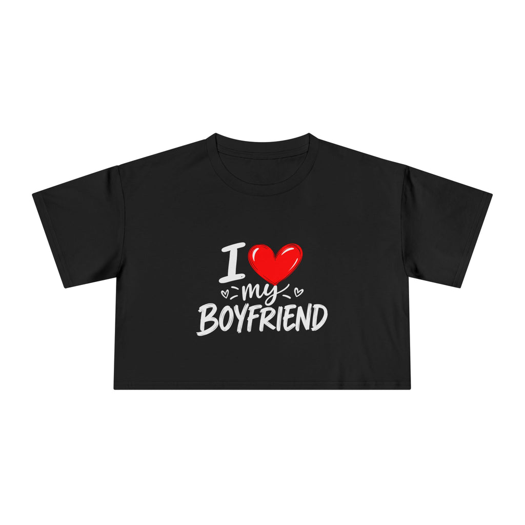 Thread Tumblrz Women's I Love My Boyfriend Romantic Graphic Crop T-Shirt