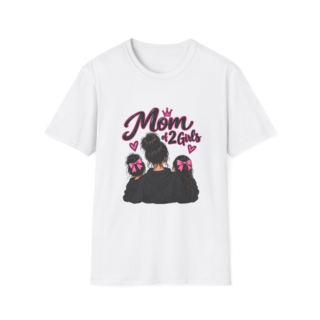 Thread Tumblrz Women's Mom of 2 Girls Proud Mommy Graphic T-Shirt with Daughter Silhouettes