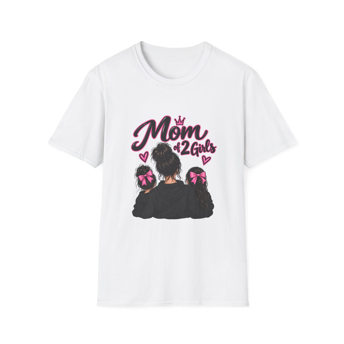Thread Tumblrz Women's Mom of 2 Girls Proud Mommy Graphic T-Shirt with Daughter Silhouettes