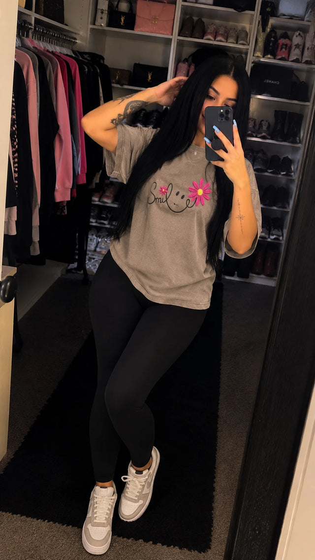 Vintage Washed Floral Cotton T-Shirt
