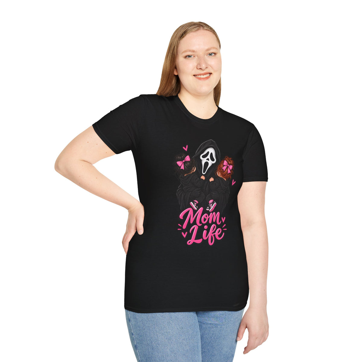 Thread Tumblrz Women's Mom Life Cute Scream Mask Horror Graphic T-Shirt