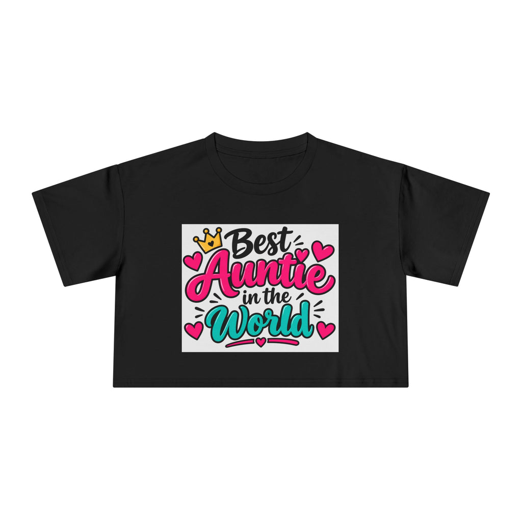 Thread Tumblrz Women's Best Auntie in the World Graphic Crop T-Shirt — Aunt Gift
