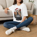 Thread Tumblrz Women's Overstimulated Mama Scream Mask Christmas Holiday Graphic T-Shirt