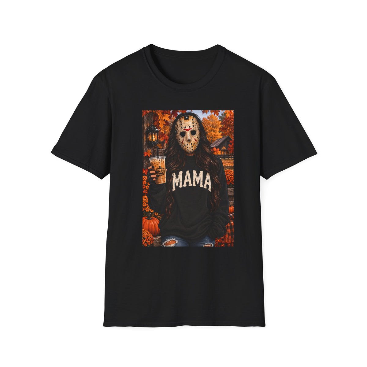 Thread Tumblrz Women's Mama Jason Horror Mom Halloween Fall Graphic T-Shirt