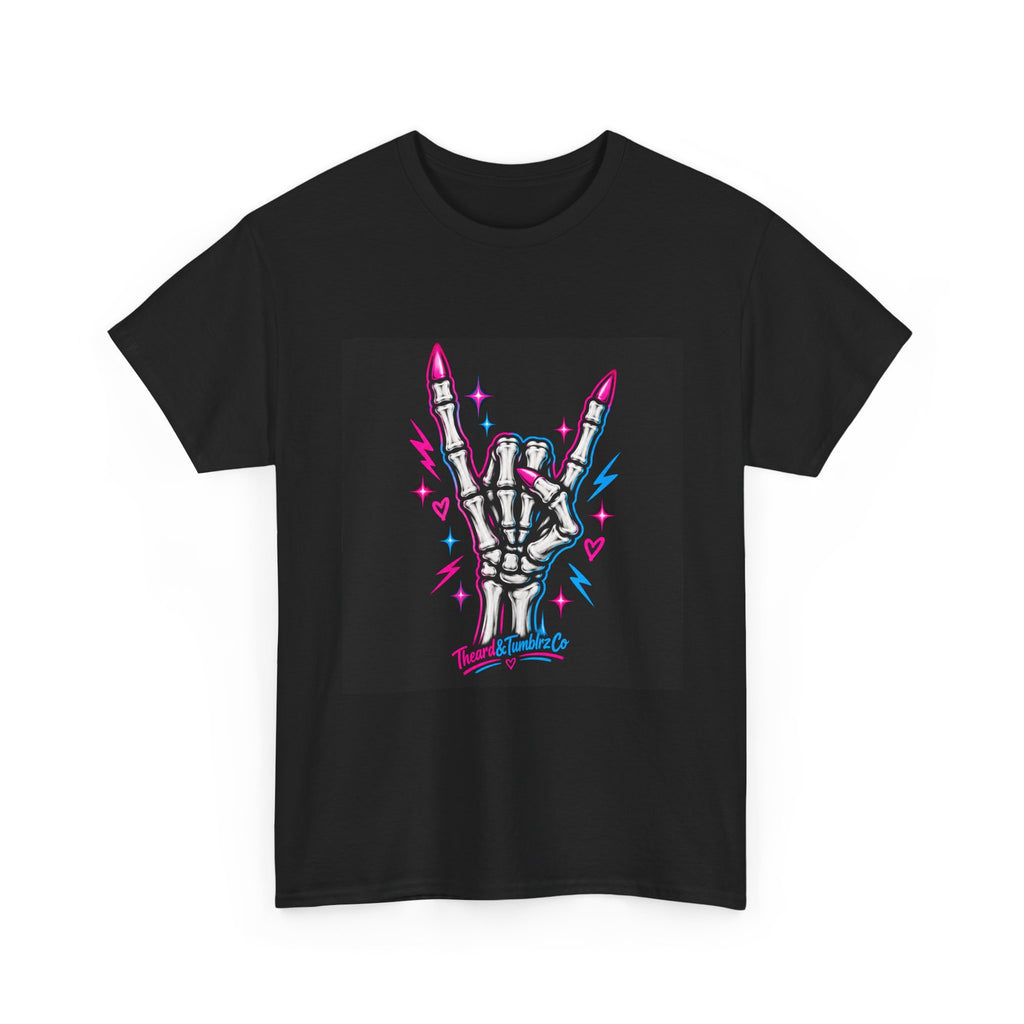 Rock On Skeleton Hand Graphic T-Shirt