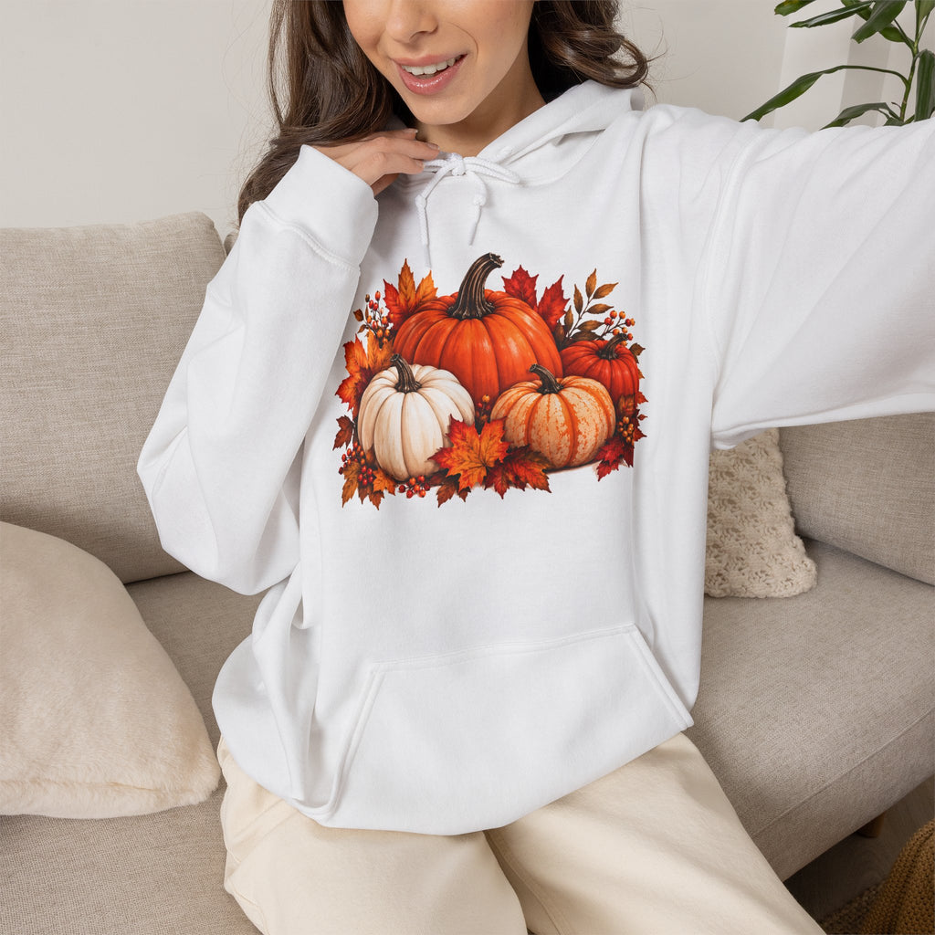 Thread Tumblrz Pumpkin Harvest Autumn Leaves Fall Graphic Pullover Hoodie