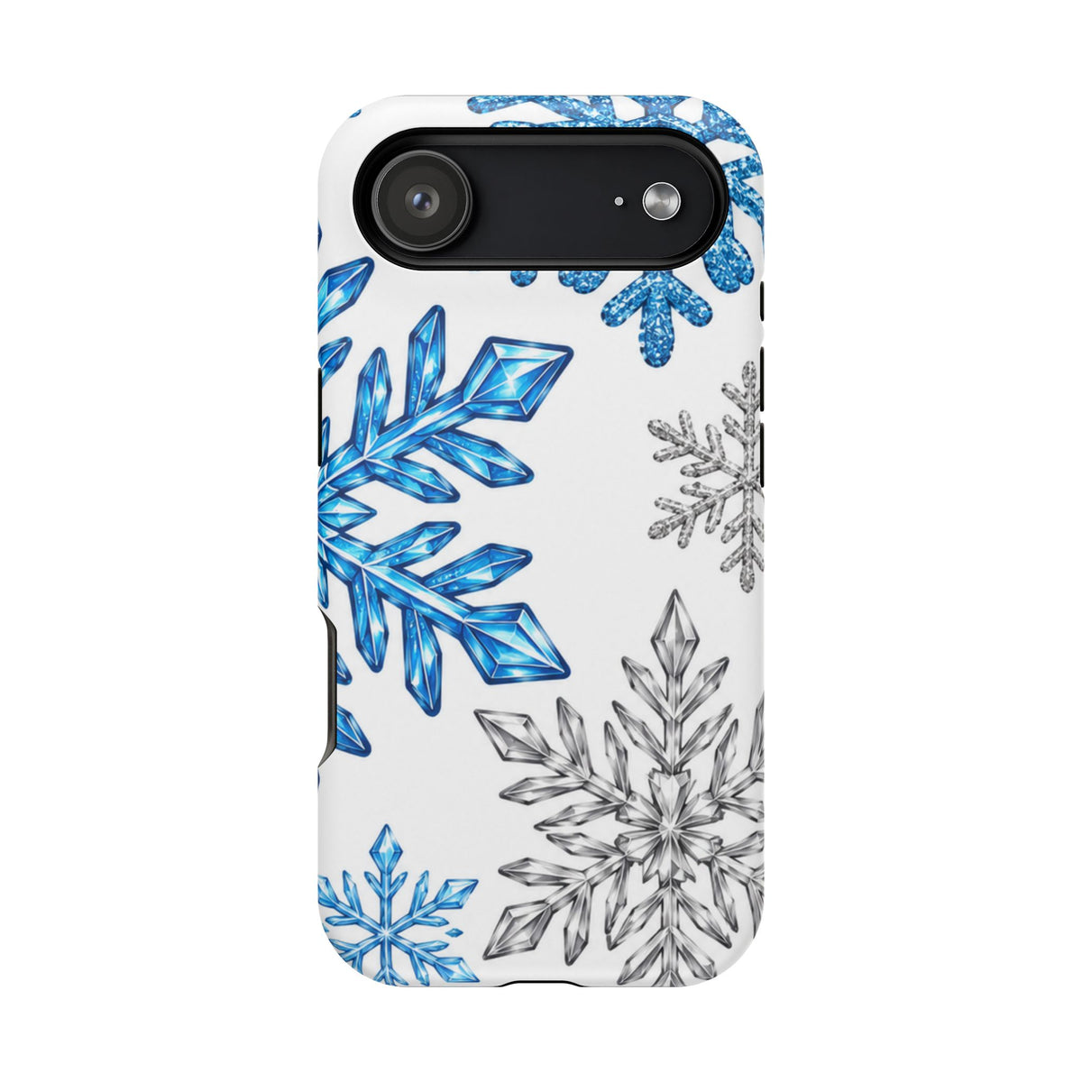 Snowflake Magnetic Impact Phone Case — Winter Blue Crystal Design