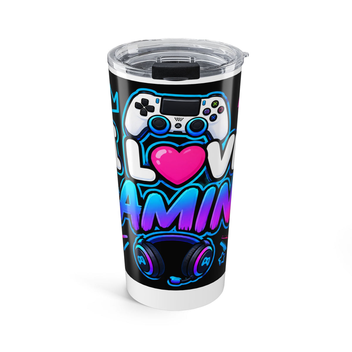 Thread Tumblrz 20oz I Love Gaming Neon Controller Insulated Travel Tumbler