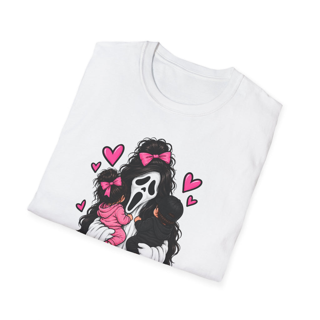 Thread Tumblrz Women's Mom Life Scream Mask Pink Hearts Graphic T-Shirt