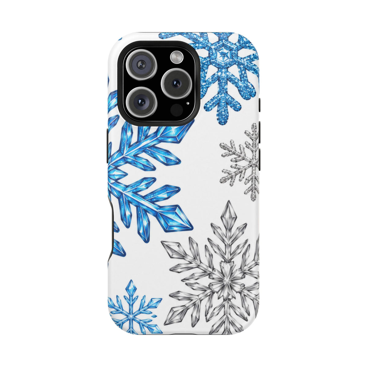 Snowflake Magnetic Impact Phone Case — Winter Blue Crystal Design