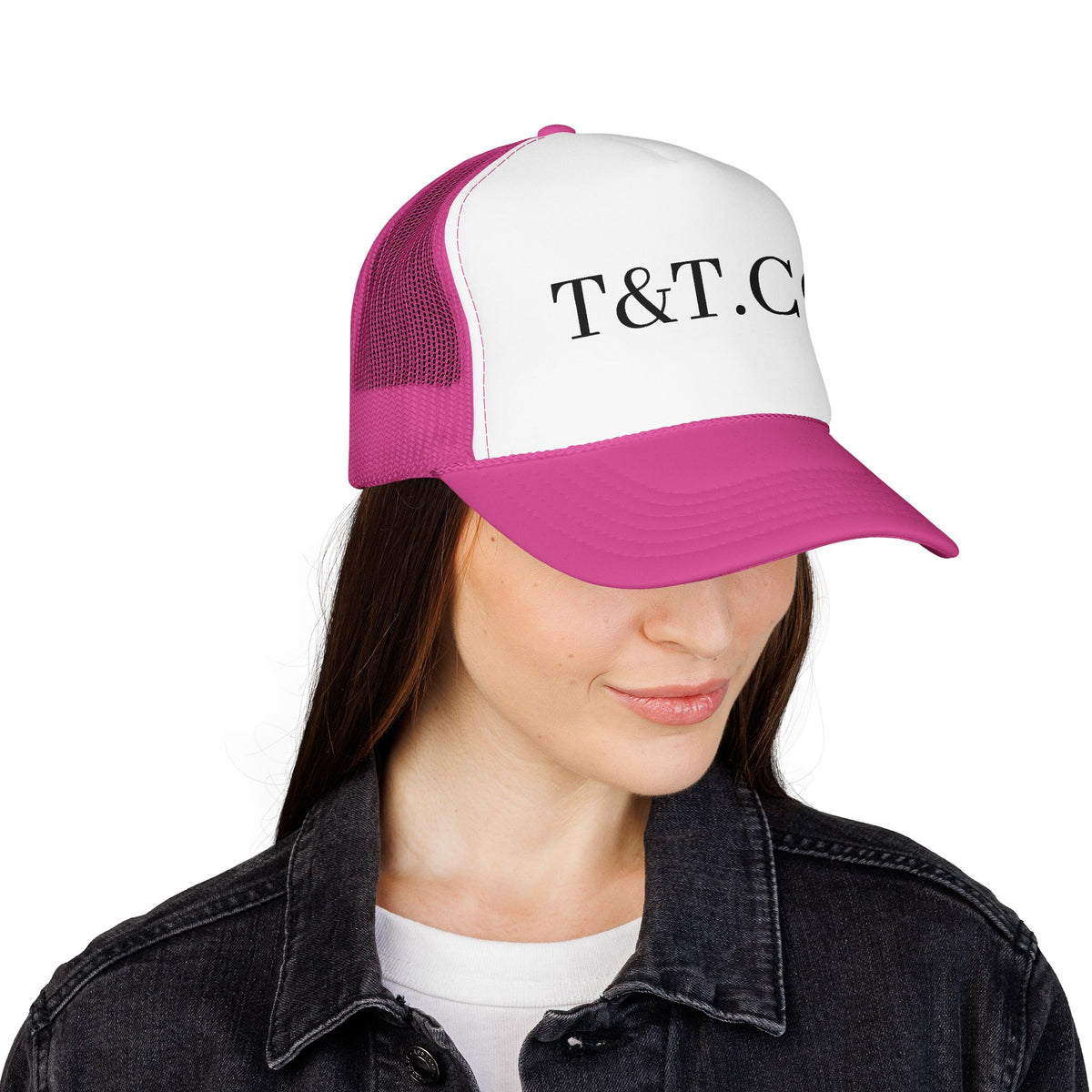 T&T.CO Foam Trucker Hat — Vintage Logo Mesh Baseball Cap