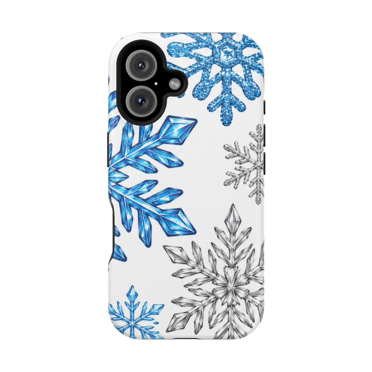 Snowflake Magnetic Impact Phone Case — Winter Blue Crystal Design