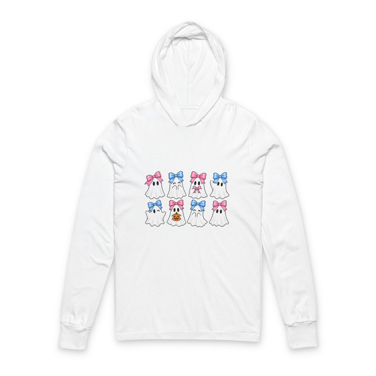 Thread Tumblrz Halloween Cute Bow Ghosts Pattern Hooded Long Sleeve T-Shirt