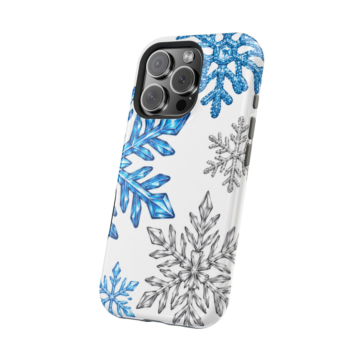 Snowflake Magnetic Impact Phone Case — Winter Blue Crystal Design