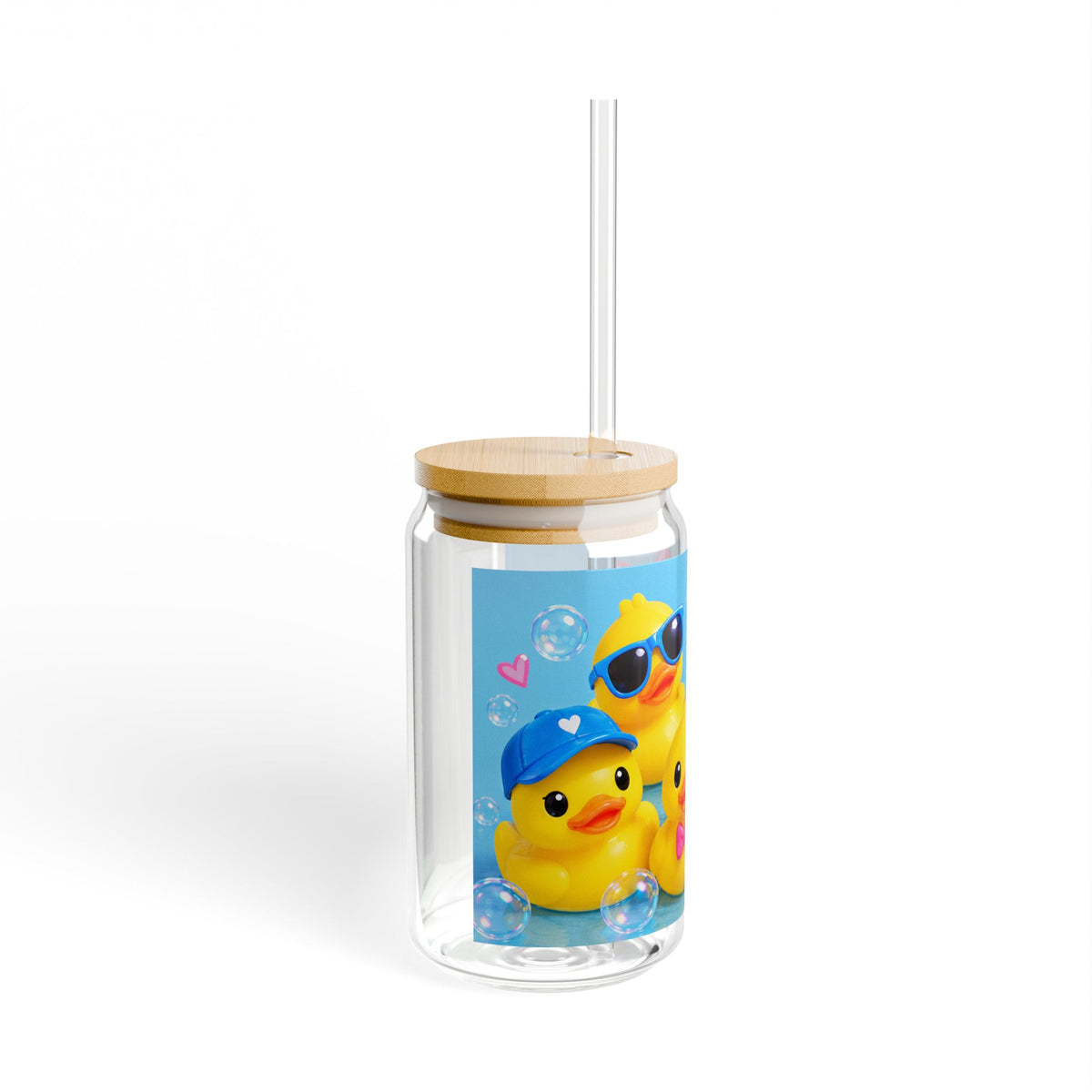 Thread Tumblrz 16oz Cute Rubber Duck Glass Sipper with Straw