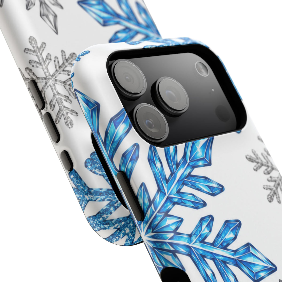 Snowflake Magnetic Impact Phone Case — Winter Blue Crystal Design