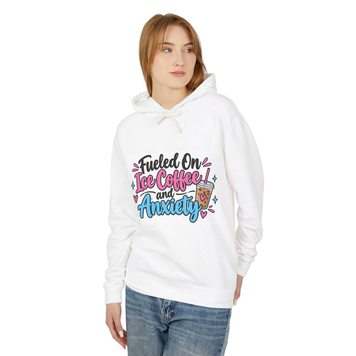 Thread Tumblrz Women's Fueled on Iced Coffee and Anxiety Cute Pastel Pullover Hoodie