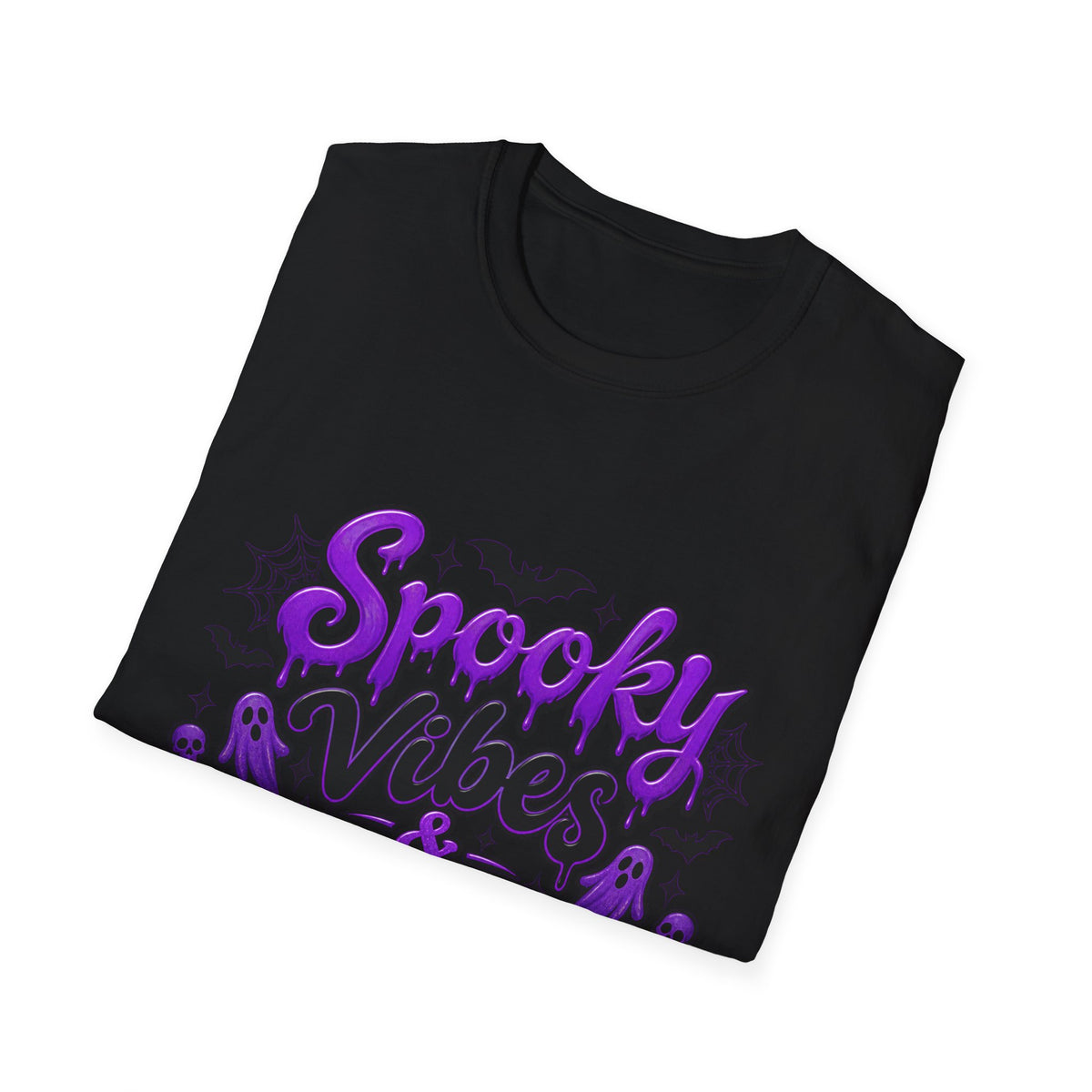 Thread Tumblrz Women's Spooky Vibes & Trick Thighs Halloween Graphic T-Shirt