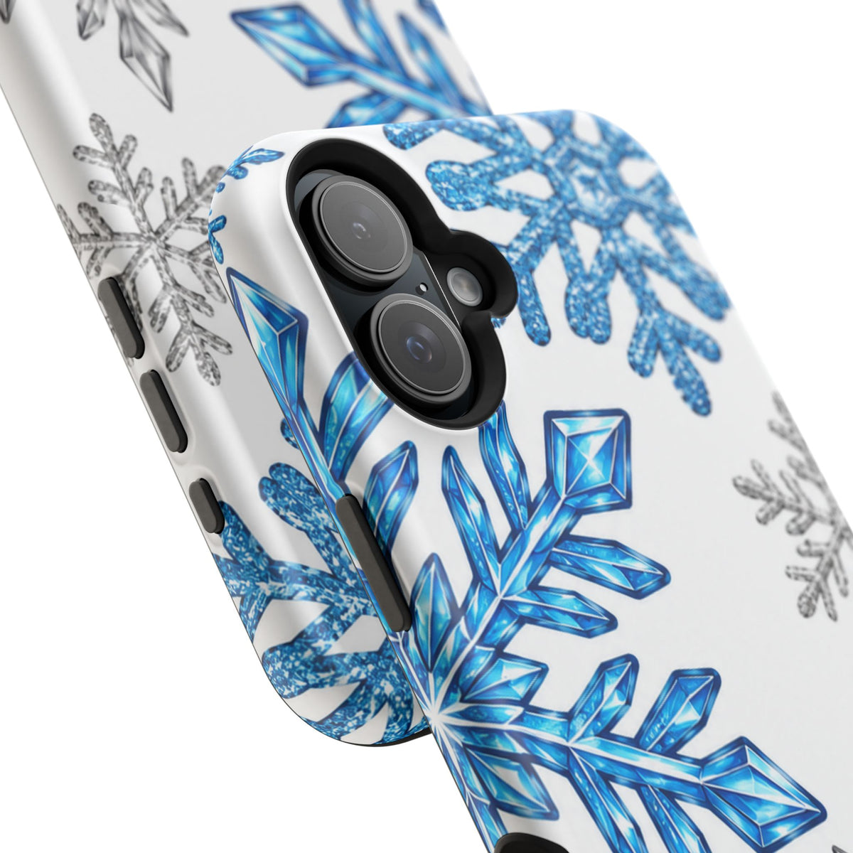 Snowflake Magnetic Impact Phone Case — Winter Blue Crystal Design