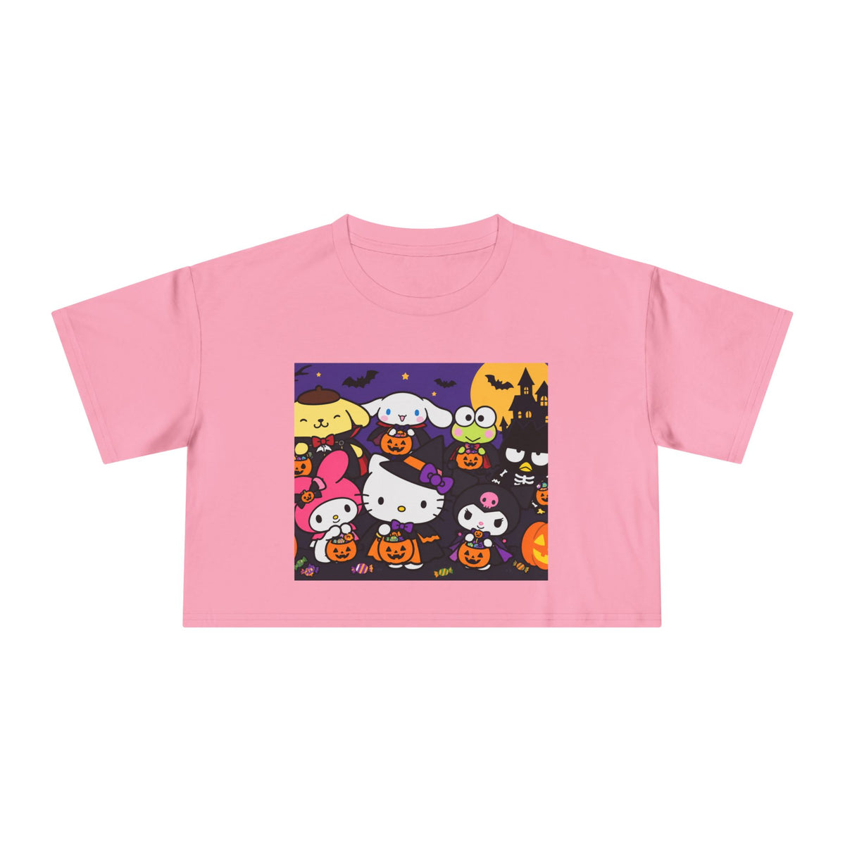 Thread Tumblrz Women's Hello Kitty Halloween Trick-or-Treat Graphic Crop T-Shirt