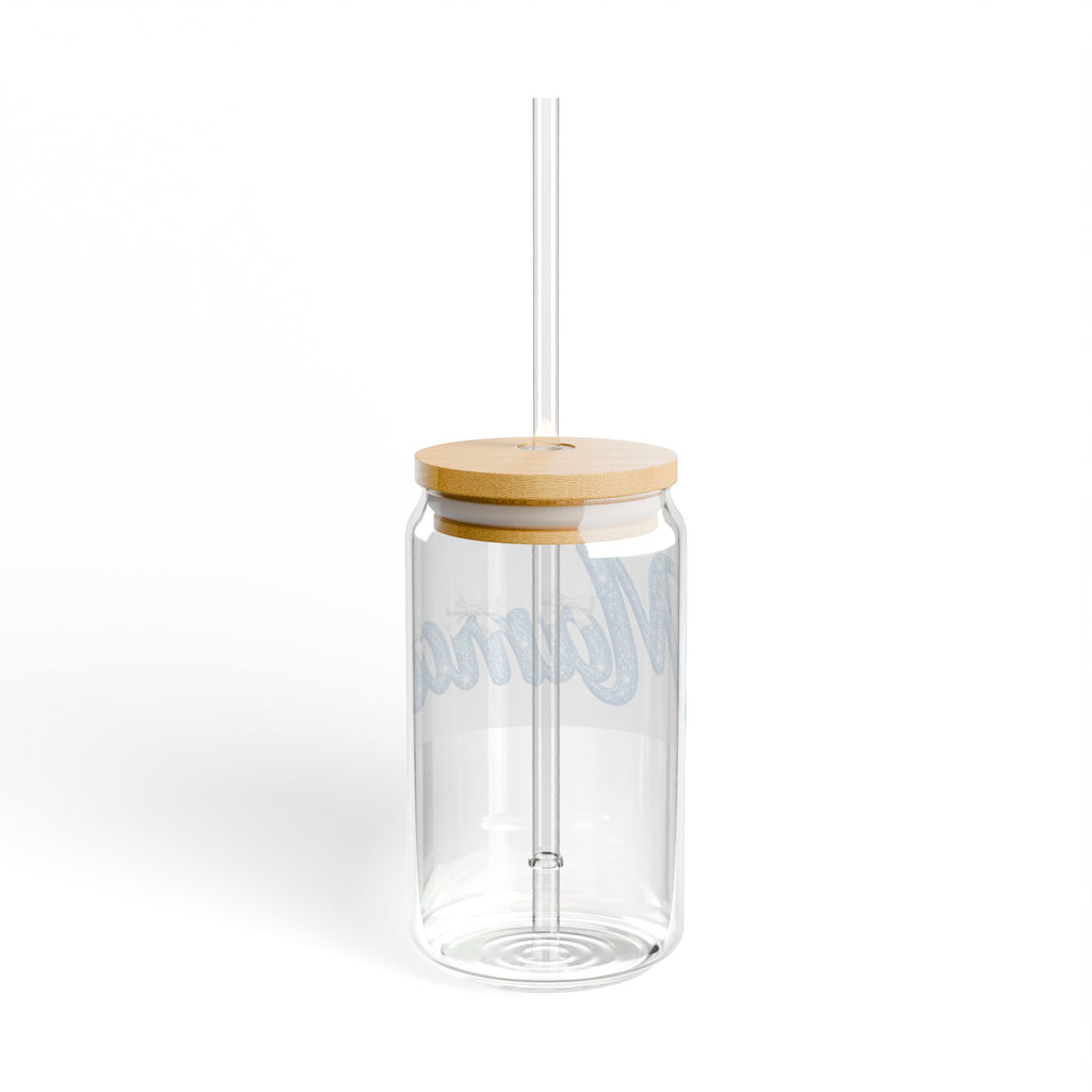 Thread Tumblrz 16oz Mama Blue Script Glass Sipper Jar with Straw