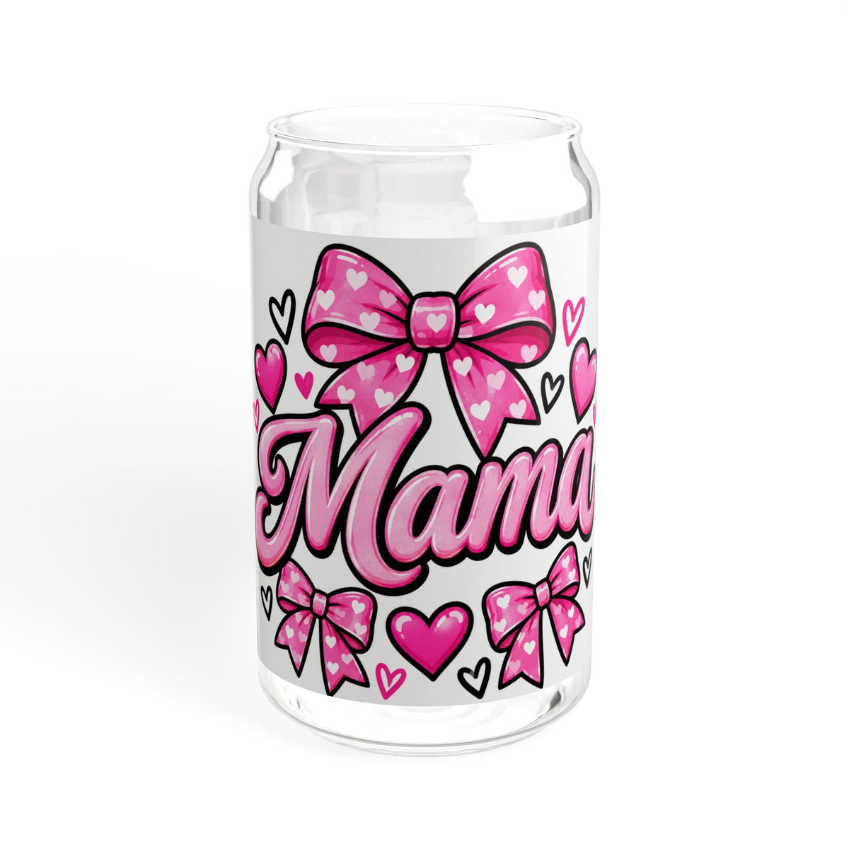 Thread Tumblrz 16oz Mama Pink Hearts & Bows Glass Sipper — Mother's Day Gift