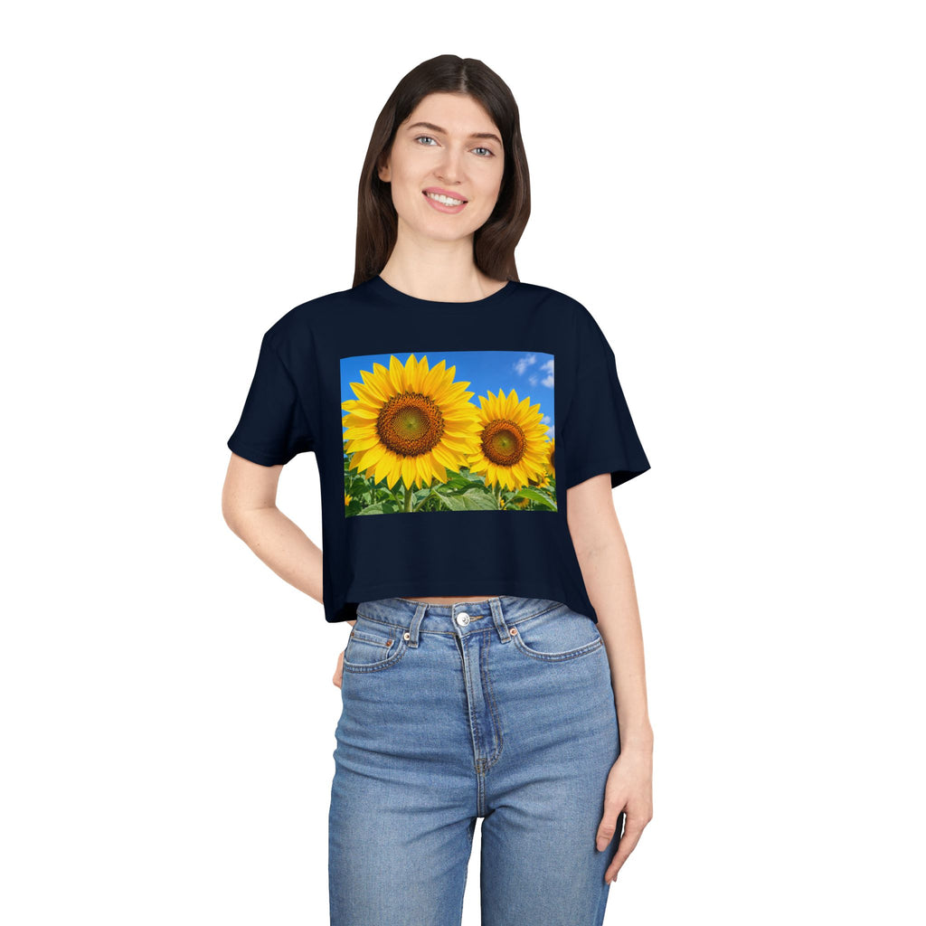 Thread Tumblrz Women's Sunflower Print Crop T-Shirt