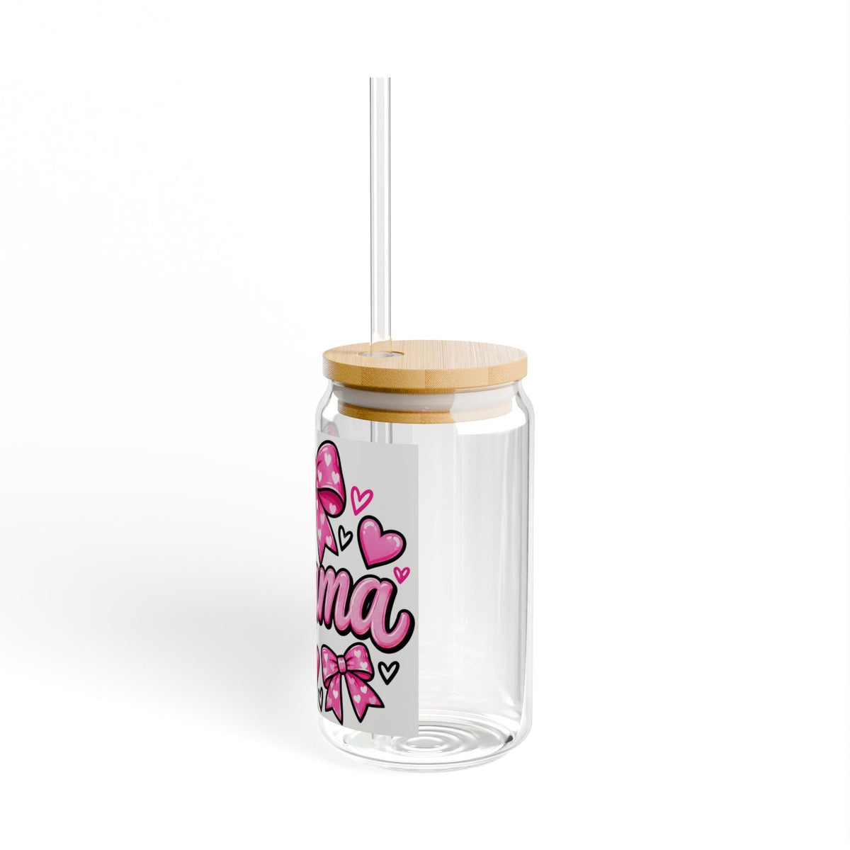 Thread Tumblrz 16oz Mama Pink Hearts & Bows Glass Sipper — Mother's Day Gift